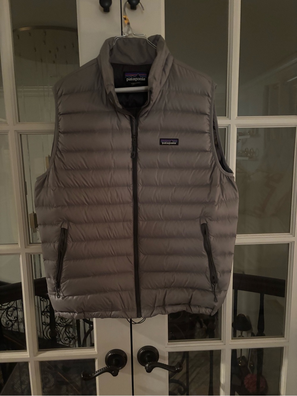 Patagonia Gray Quilted Down Vest with Zip Pockets